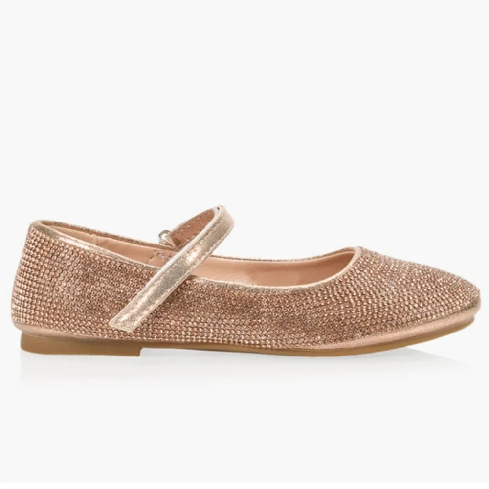 Nanette lepore rhinestone rose gold ballet slippers dress shoes 1.5 2
